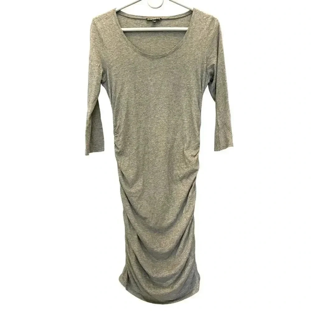 Express women’s rouched grey bodycon‎ dress size small